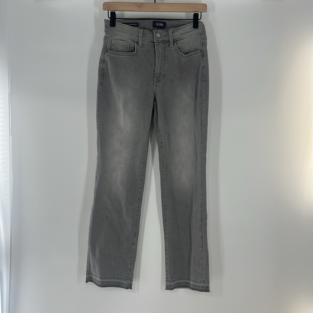NYDJ Gray Straight Pants Jeans Size 0 Gently Used